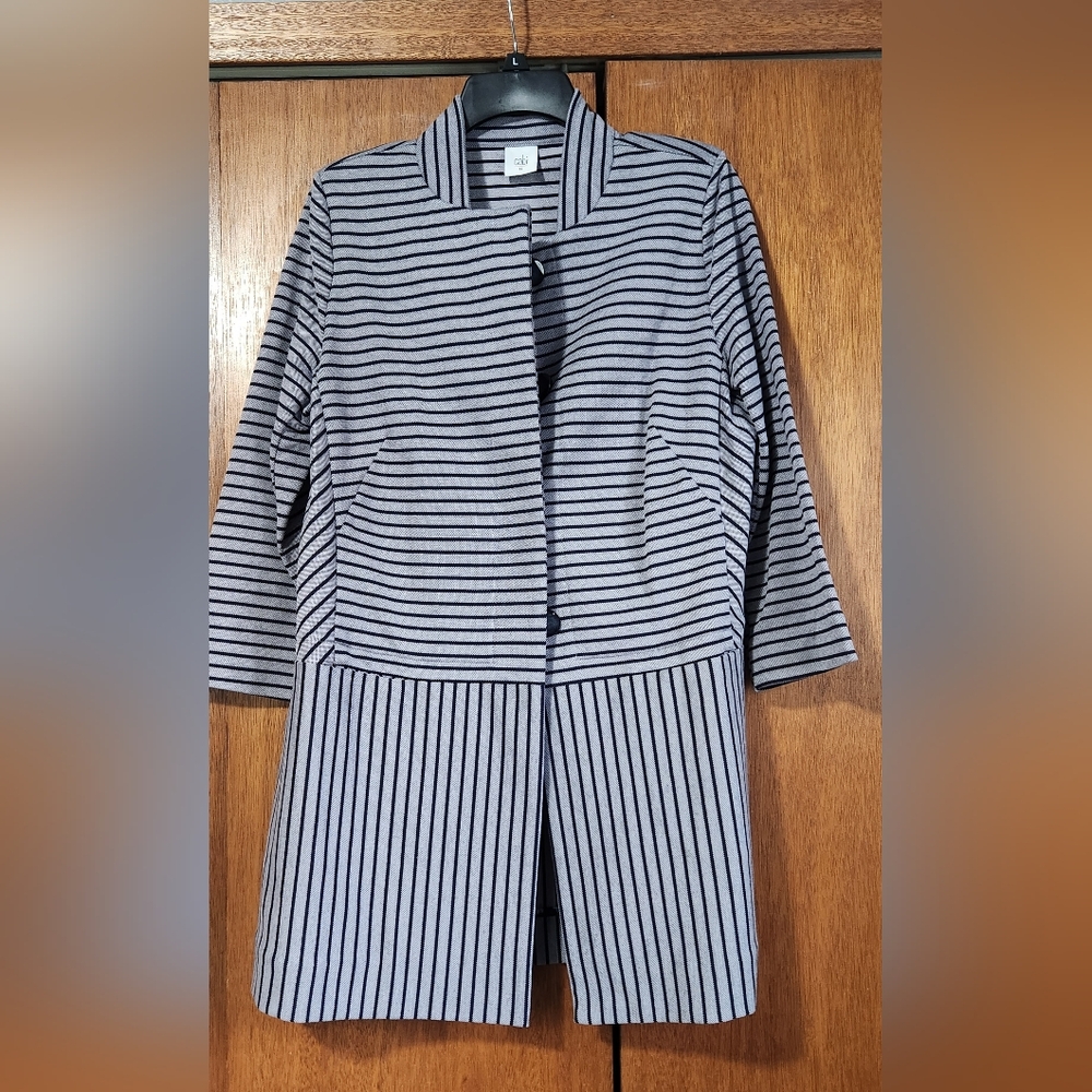 CAbi Grey/Blue Striped Blazer Style #5457 Dapple Cat Coat